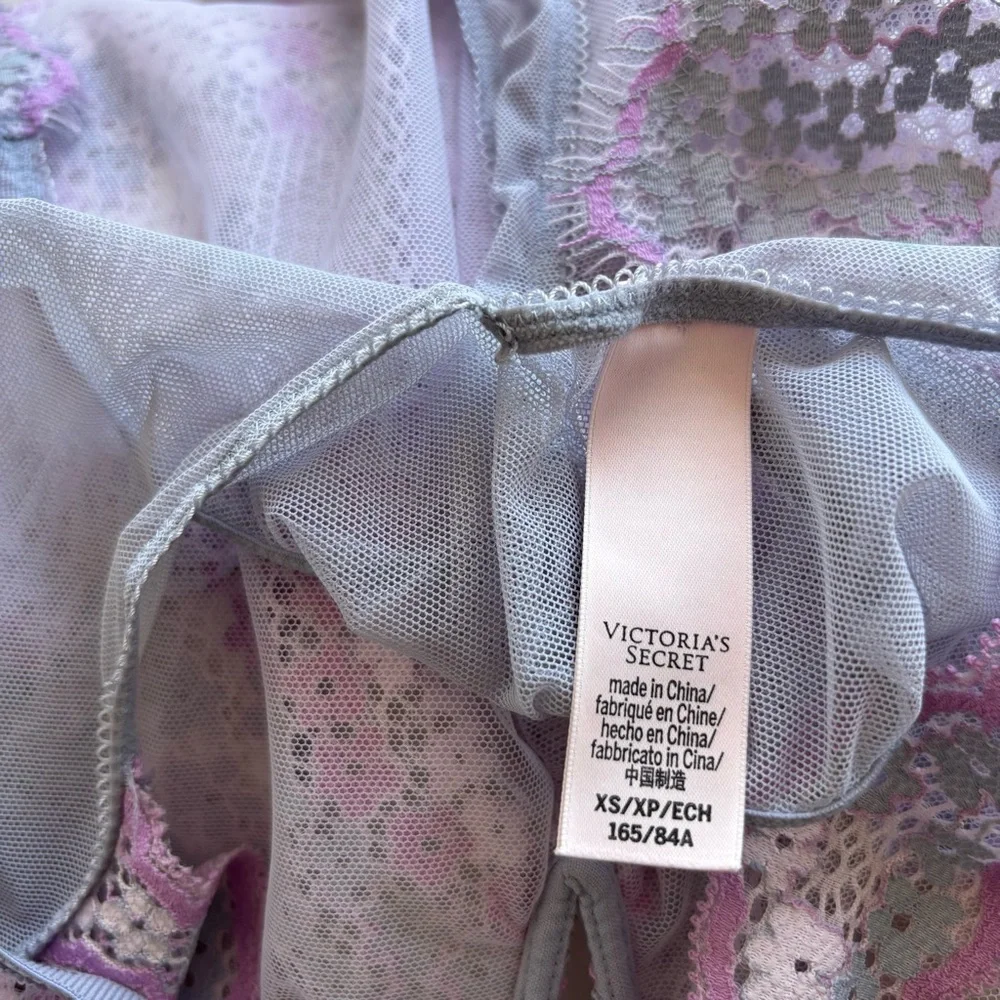 Victoria's Secret Dream Angels Mini Floral Lace Plunge Teddy Bodysuit Lavender